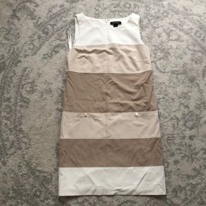 Beige and White Dress